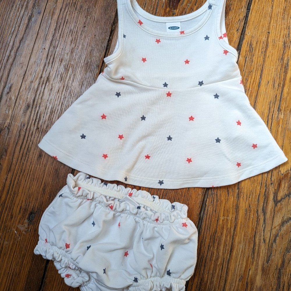 0-3 month old navy red, white and blue dress